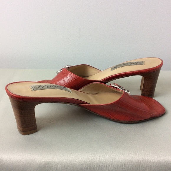 Brighton Red Leather Slip On Heels/Sandals 9.5M - Picture 5 of 8